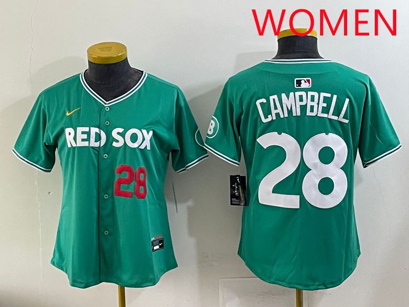Women 2025 Boston Red Sox #28 Campbell Dark Green Joint Name Nike MLB Jersey style 4